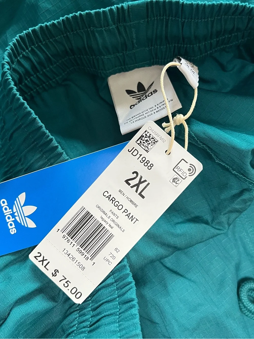 Legacy teal Adidas Originals Trefoil woven cargo pants